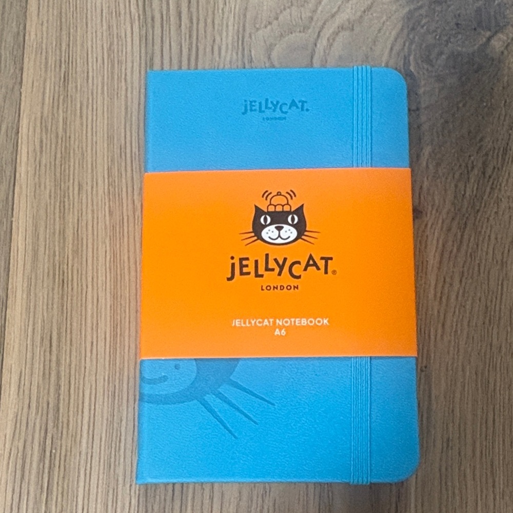 Jellycat Teal Cat A6 Notebook with Orange Band